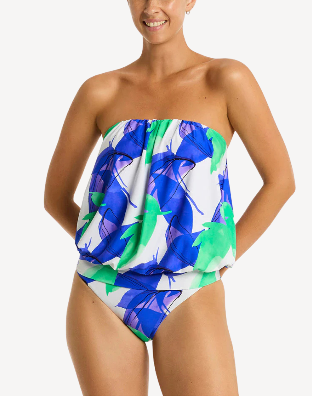 Sublime Bandeau Blouson Tankini Top#color_sublime-cobalt