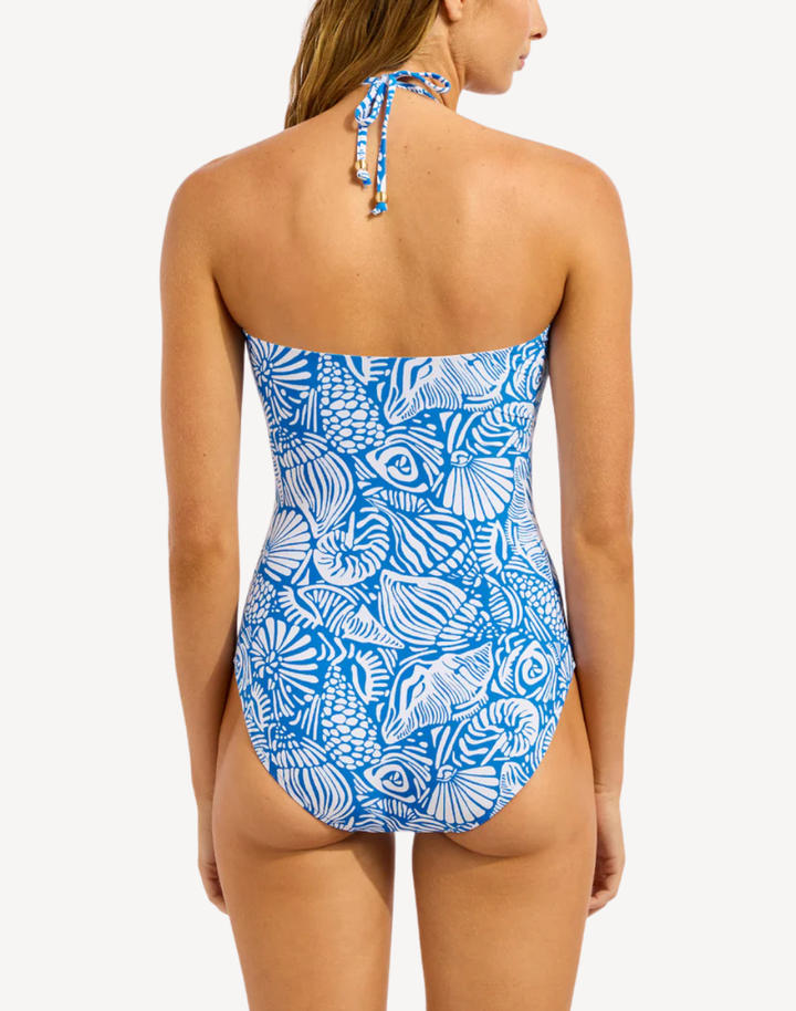 C Shells Ring Front Bandeau One Piece Swimsuit