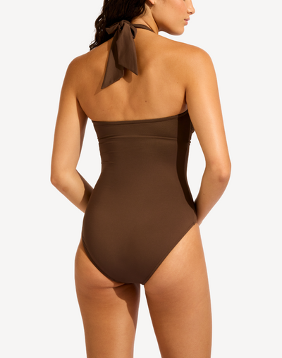 Collective Halter Bandeau One Piece Swimsuit#color_collective-dark-chocolate