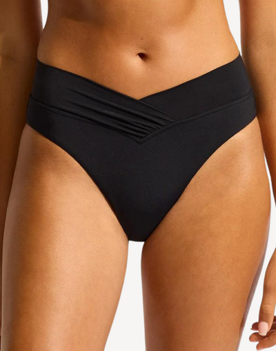 Collective V Front High Cut Bikini Bottom#color_black