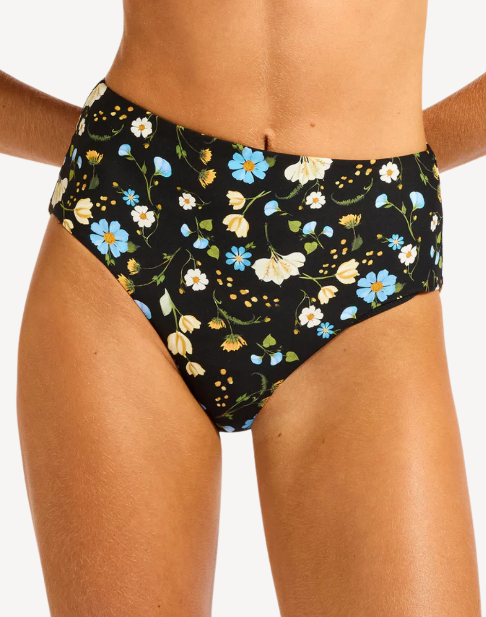 Modern Romance High Waist Bikini Bottom#color_modern-black