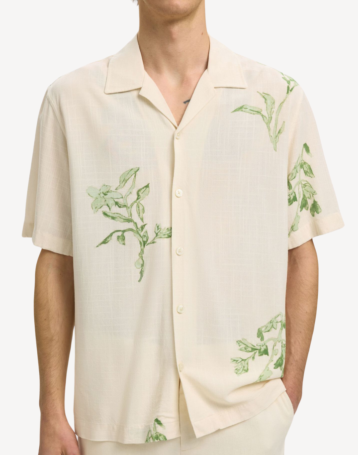 Egret Floral Terry Short Sleeve Shirt