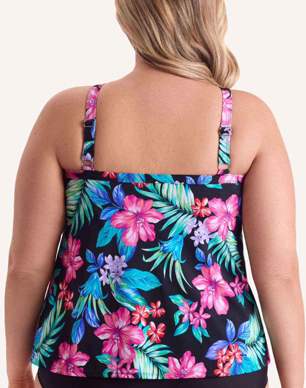 Island Hopping High Neck Plus Size Tankini Top#color_island-black-multi