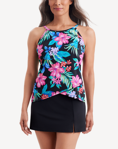 Island Hopping High Neck Tankini Top#color_island-black-multi