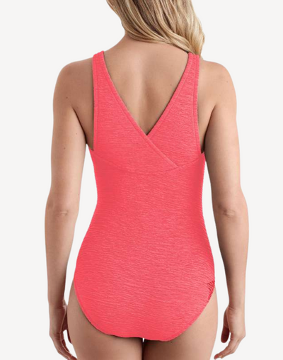 Krinkle Cross Back One Piece Swimsuit#color_krinkle-geranium-red