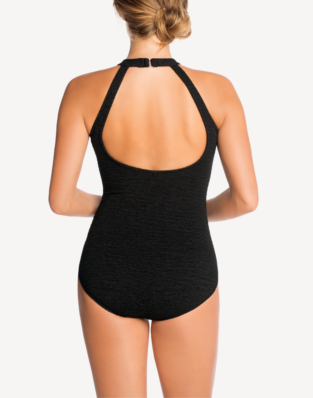 Krinkle Mastectomy High Neck One Piece Swimsuit#color_black