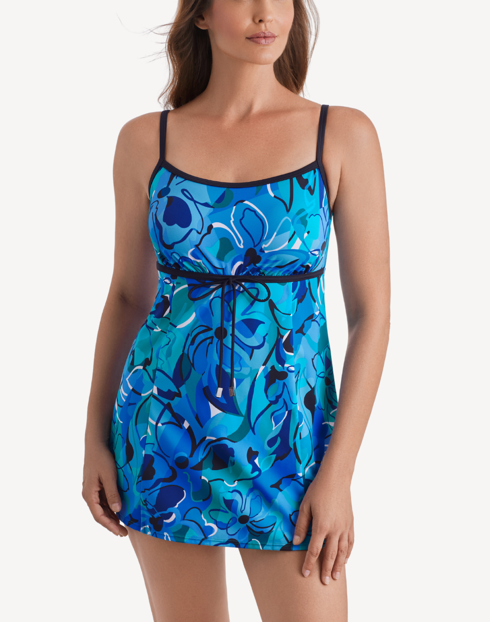 Organic Bloom Empire Swimdress#color_organic-teal-blue