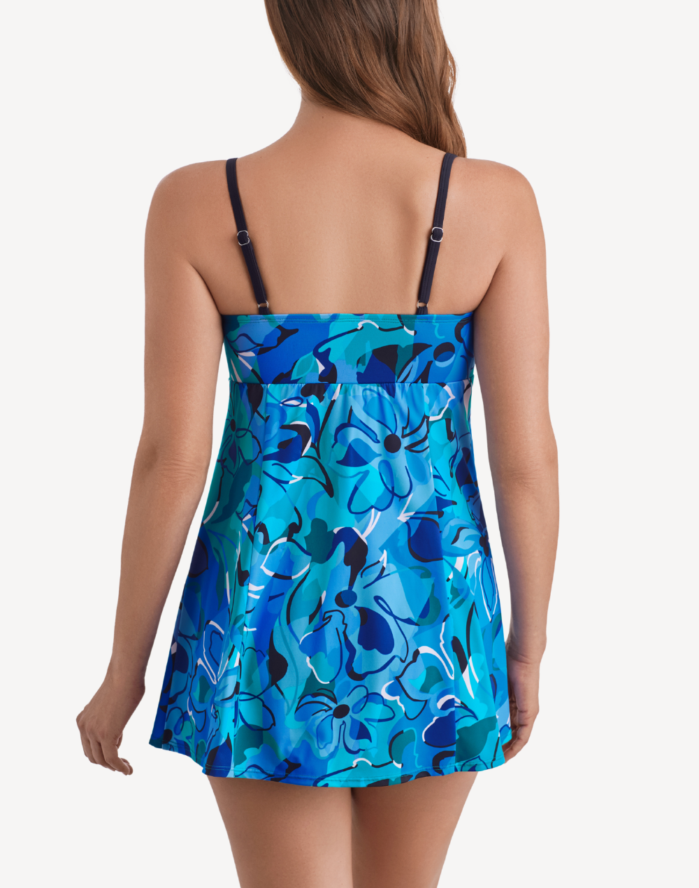Organic Bloom Empire Swimdress#color_organic-teal-blue