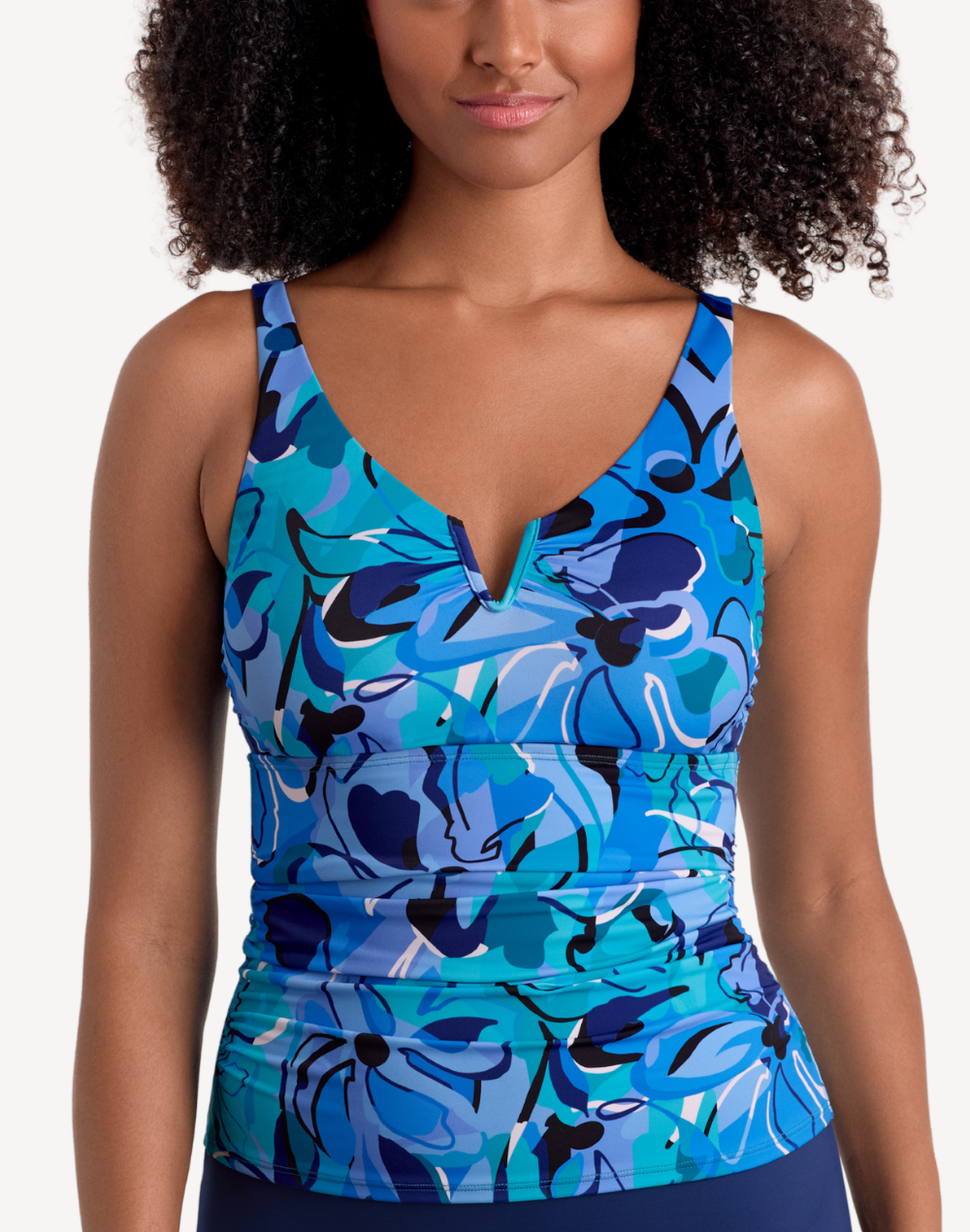 Organic Bloom V Wire Shirred Tankini Top