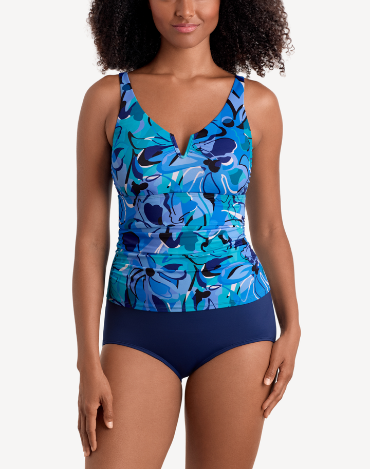 Organic Bloom V Wire Shirred Tankini Top