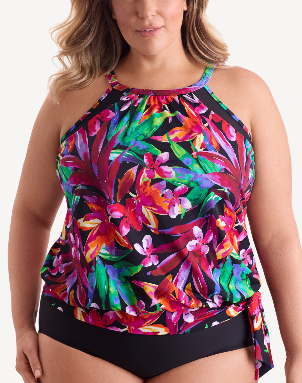 Secret Jungle High Neck Plus Size Tankini Top