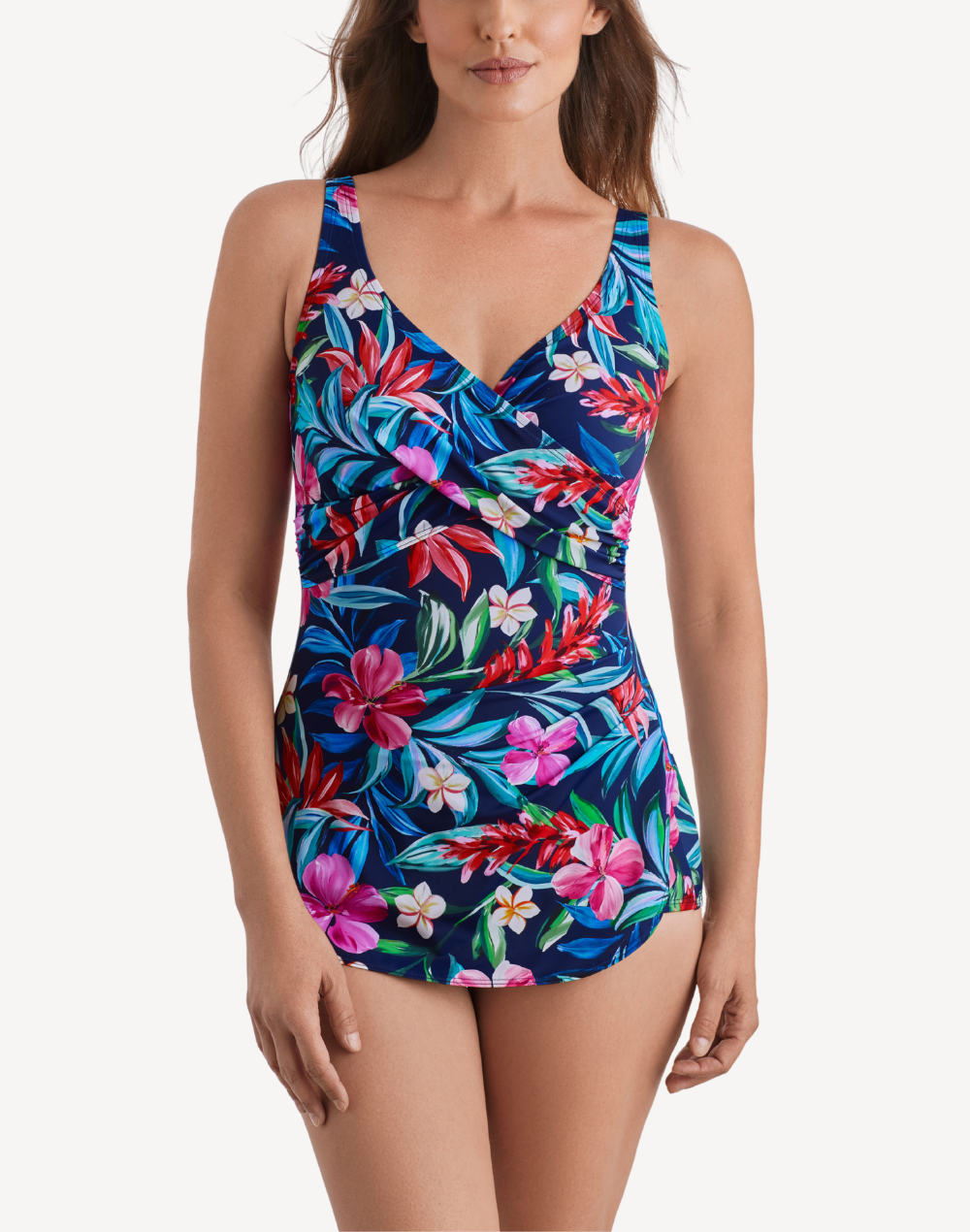 Tropical Splash Crossover Sarong One Piece Swimsuit
