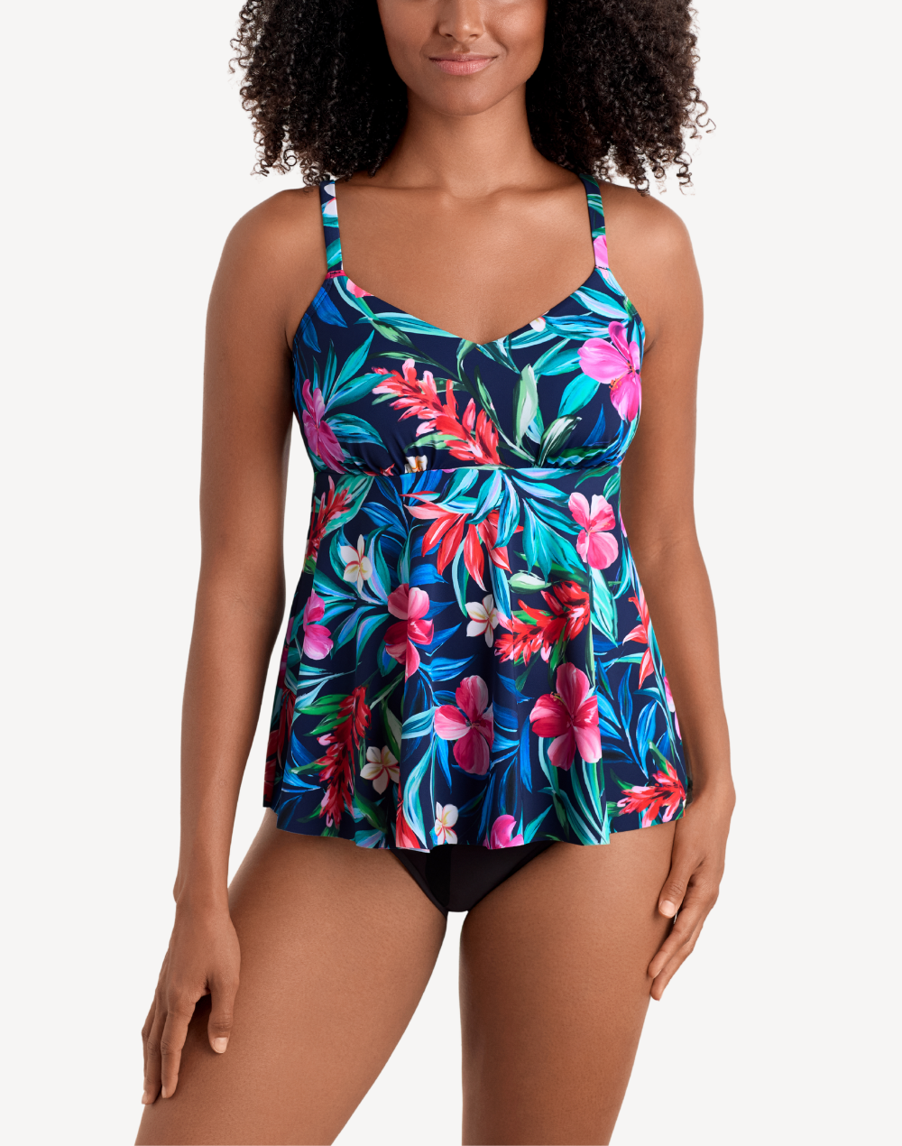 Tropical Splash V Neck Tankini Top