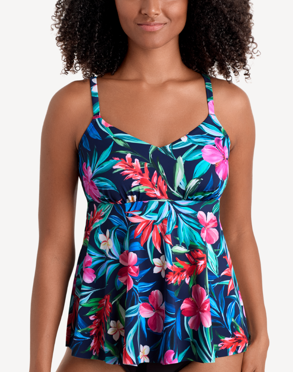 Tropical Splash V Neck Tankini Top