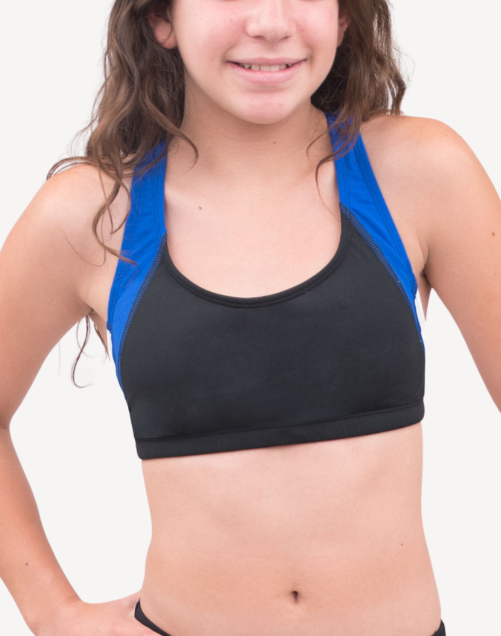 Colour Splice Polyester Bikini Top#color_colour-splice-black-indigo