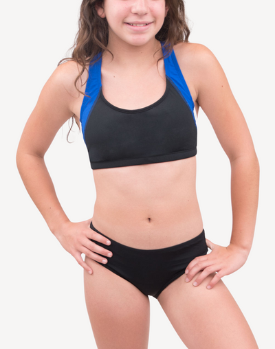 Colour Splice Polyester Bikini Top#color_colour-splice-black-indigo