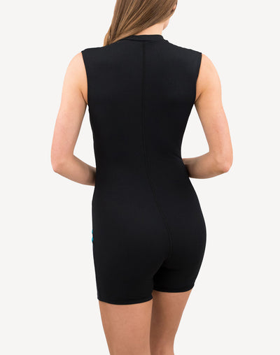 Soleil Unitard Long Torso Polyester One Piece Swimsuit#color_soleil-black-pavone