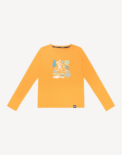 Boys Long Sleeve UPF 50 Swim Shirt#color_long-mandarine-peel