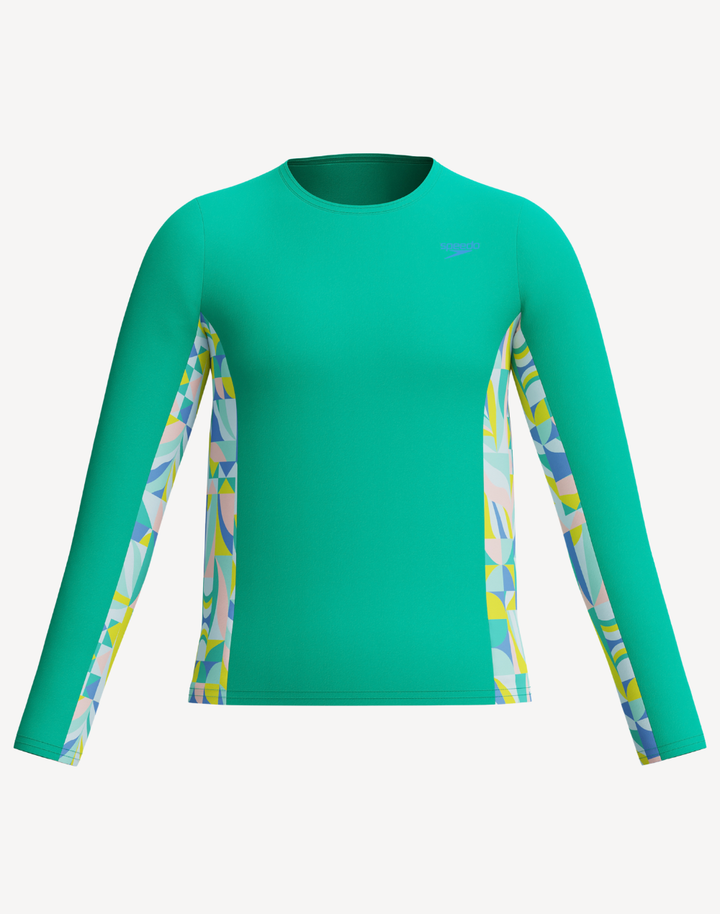Girls Print Splice UPF 50 Long Sleeve Rashguard