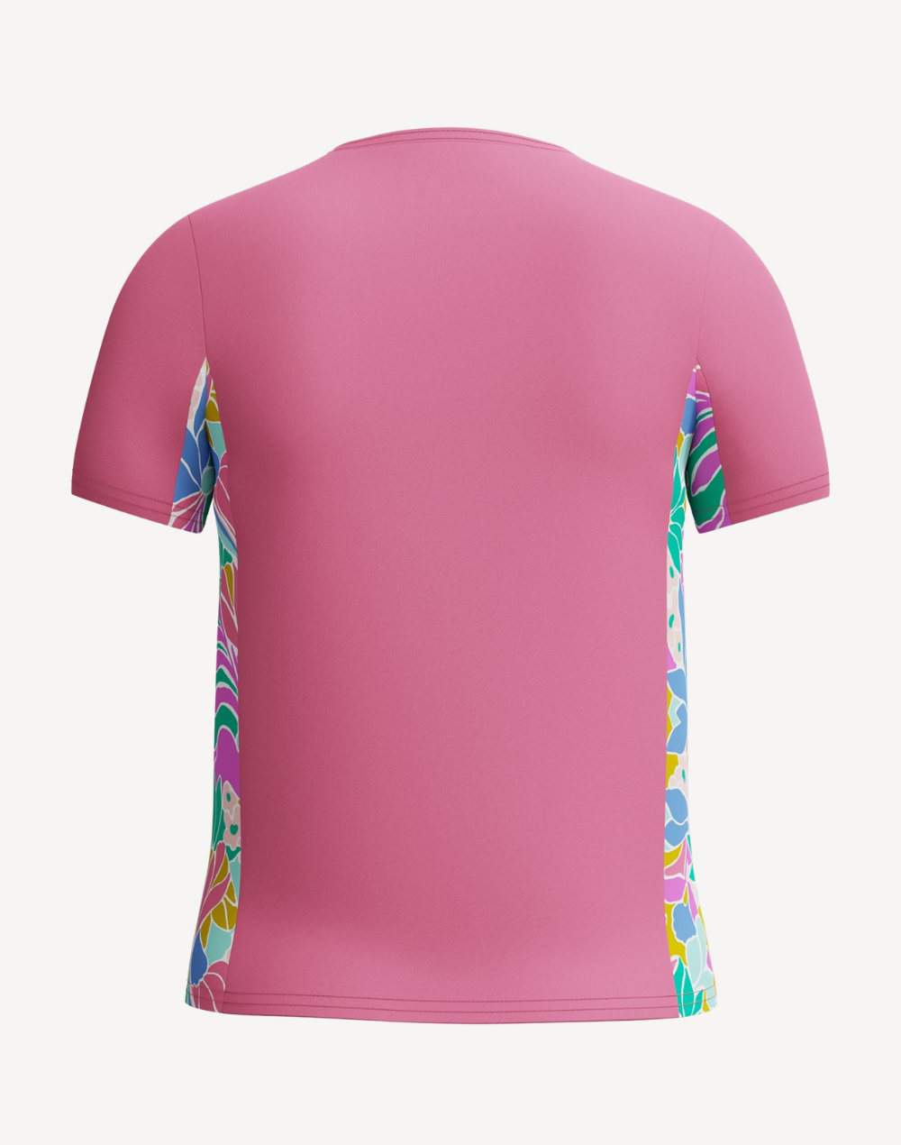 Girls Print Splice UPF 50 Short Sleeve Rashguard#color_print-splice-pink-lemonade