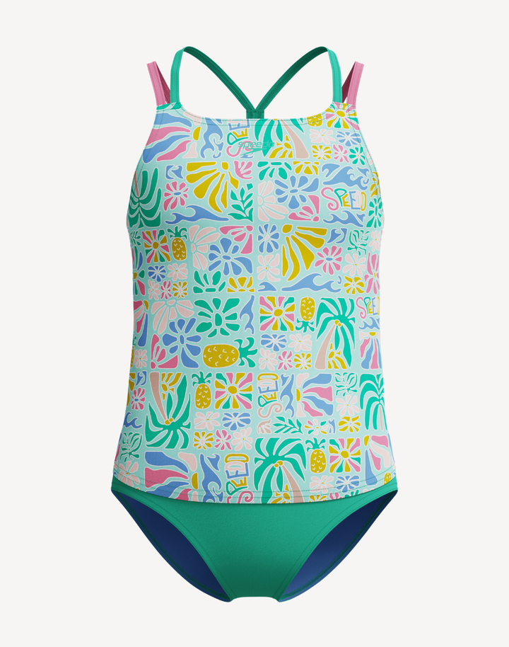 Girls Print Strappy Tankini Set