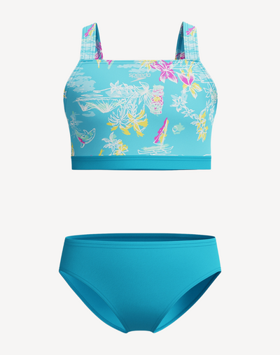 Girls Print Tie Back Bikini Set#color_print-picton-blue