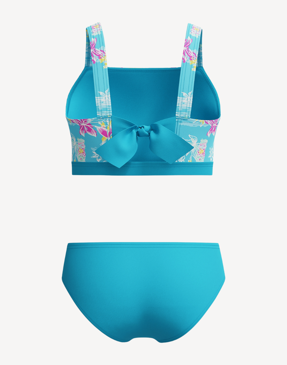 Girls Print Tie Back Bikini Set#color_print-picton-blue