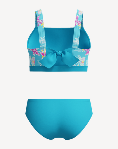 Girls Print Tie Back Bikini Set#color_print-picton-blue