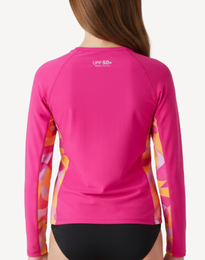 Girls Printed Splice UPF 50 Long Sleeve Rashguard