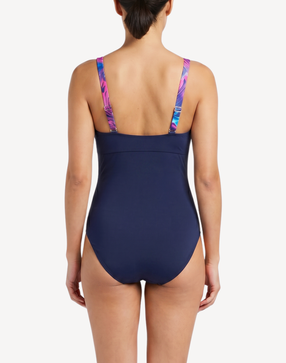 Print Blocked Square Neck One Piece Swimsuit