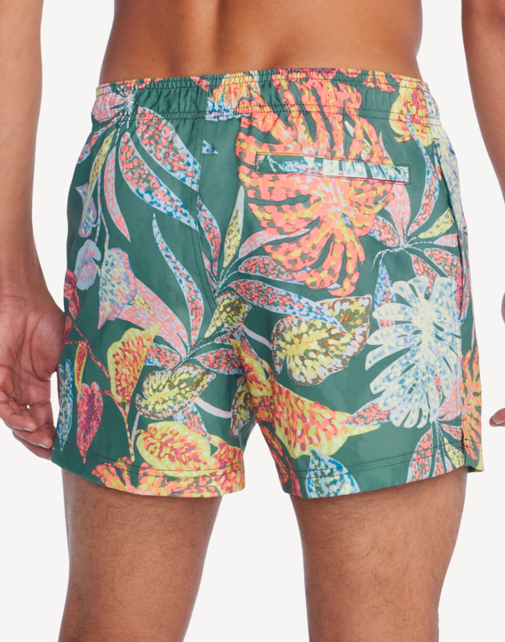 Printed Redondo Edge 14" Swim Trunk#color_palm-multi