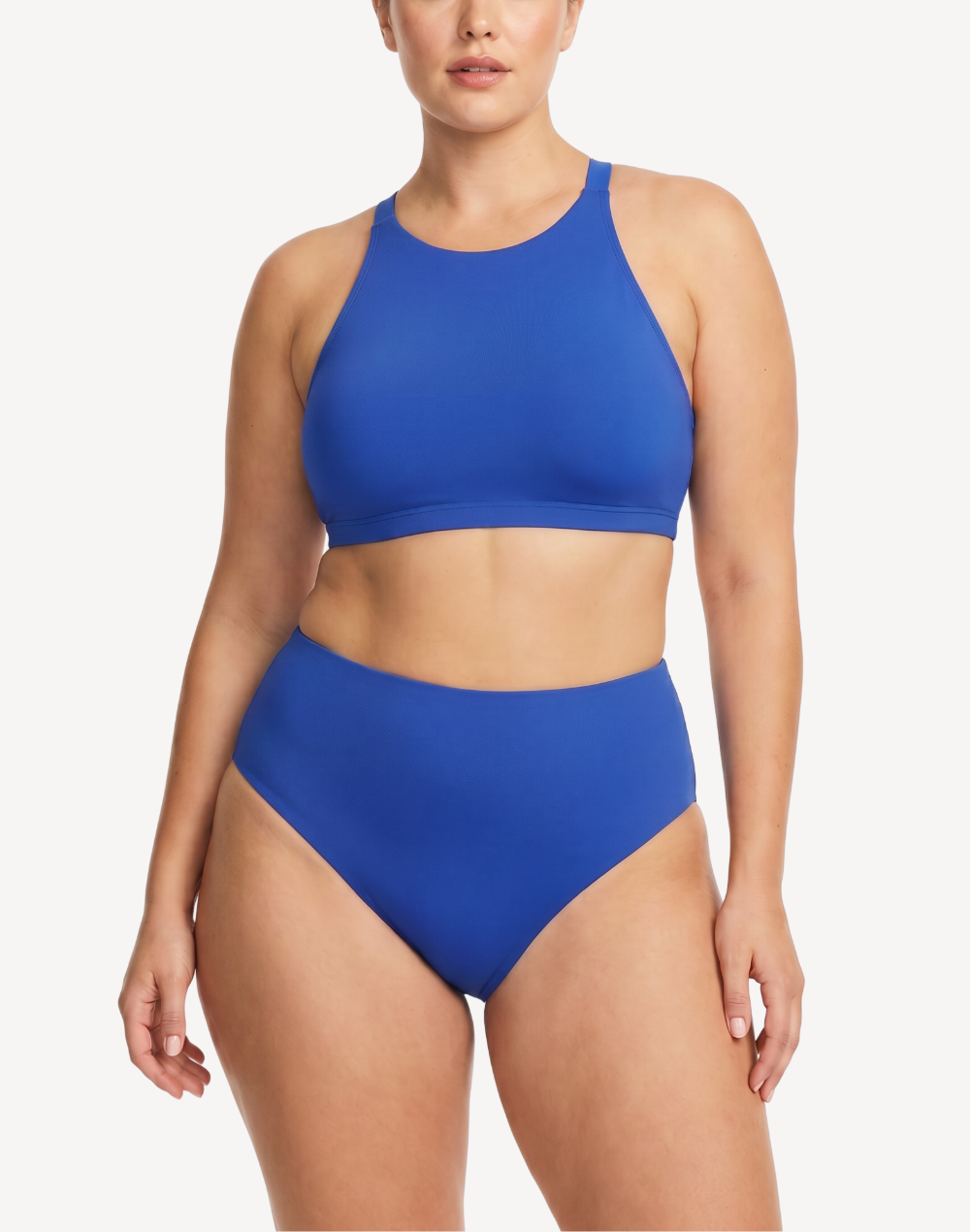 Solid High Neck Bikini Top