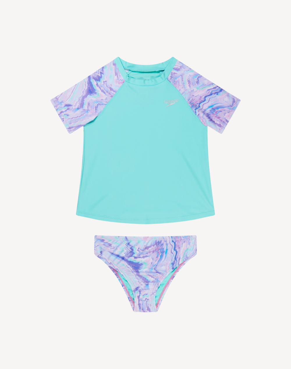 Toddler Girls UPF 50 Short Sleeve Rashguard Set#color_splice-arctic-glass