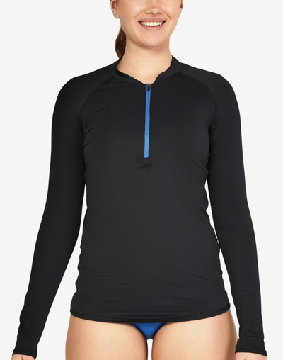 Women's Half Zip UPF 50 Long Sleeve Rashguard#color_half-zip-anthracite