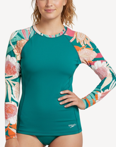 Women's Printed UPF 50 Long Sleeve Rashguard#color_printed-deep-lake