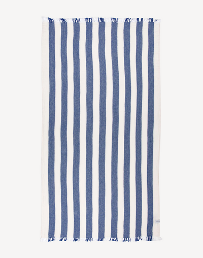 The Banks Stripe Gauze Muslin Turkish Towel#color_banks-denim