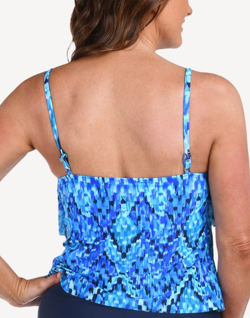 Artisan Ikat Double Tiered Tankini Top#color_artisan-ikat-blue