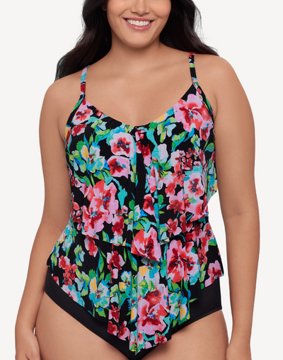 Blooming Beauty Ronnie Tankini Top#color_blooming-black-multi