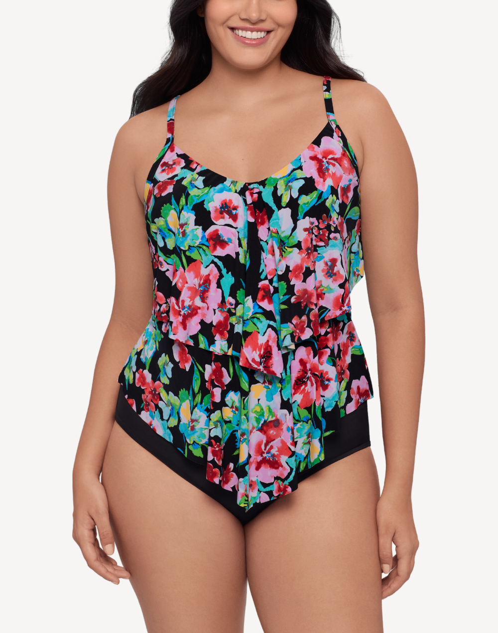 Blooming Beauty Ronnie Tankini Top#color_blooming-black-multi