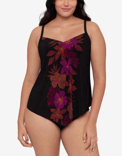 Dappled Jungle Hank Plus Size Tankini Top#color_dappled-black-mutli