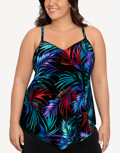 Fern Forest Hank Plus Size Tankini Top#color_fern-forest-multi