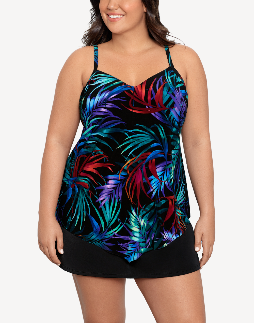 Fern Forest Hank Plus Size Tankini Top#color_fern-forest-multi