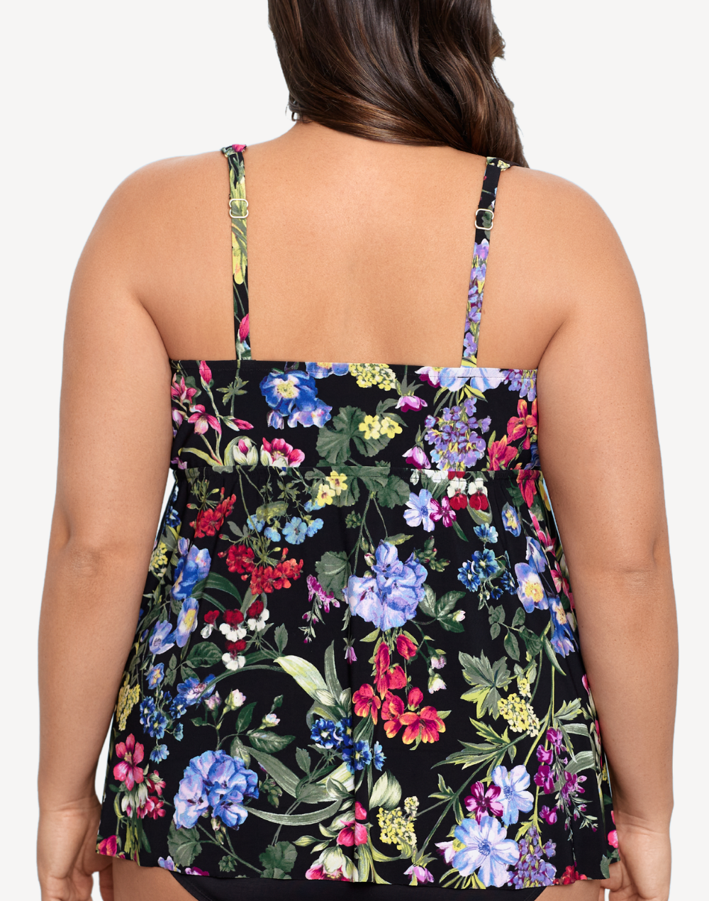 Flowerette Molly Plus Size Tankini Top#color_flowerette-black-multi