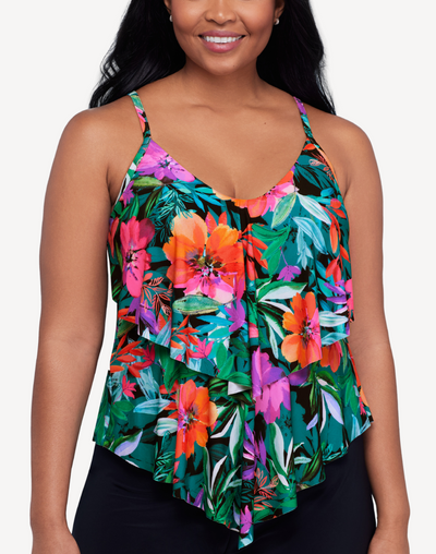 Lush Paradise Ronnie Tiered Tankini Top#color_lush-black-multi