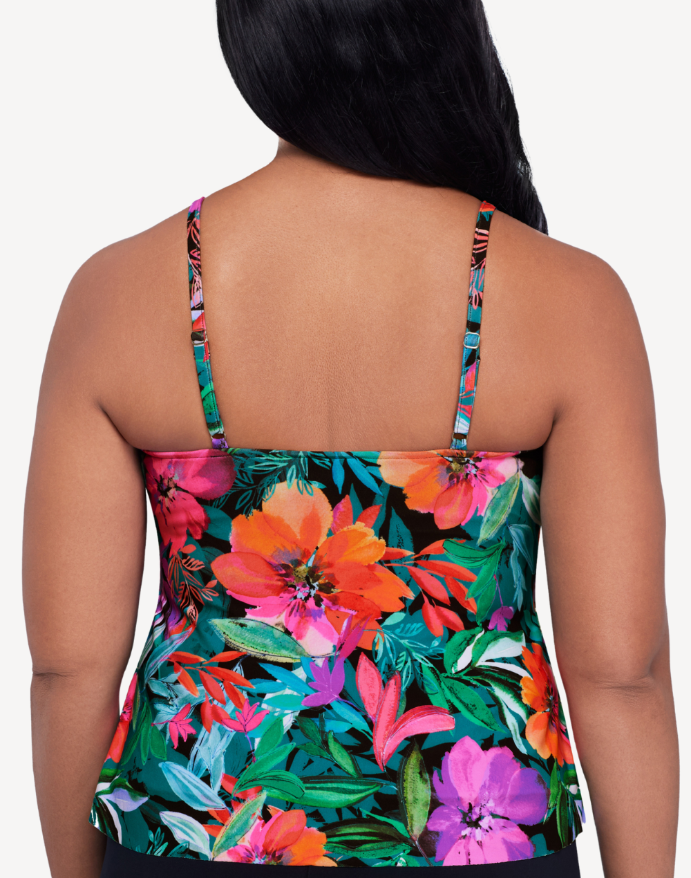 Lush Paradise Ronnie Tiered Tankini Top#color_lush-black-multi