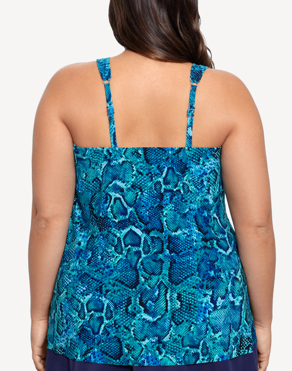 Ocean Serpent Lily Plus Size Tankini Top#color_ocean-serpent-blue