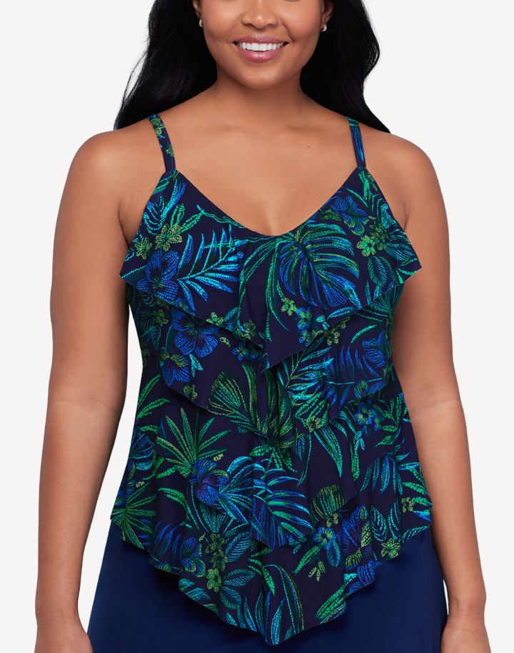 Tropical Tesselation Lena Tiered Tankini Top