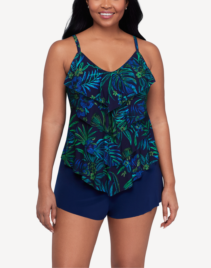 Tropical Tesselation Lena Tiered Tankini Top