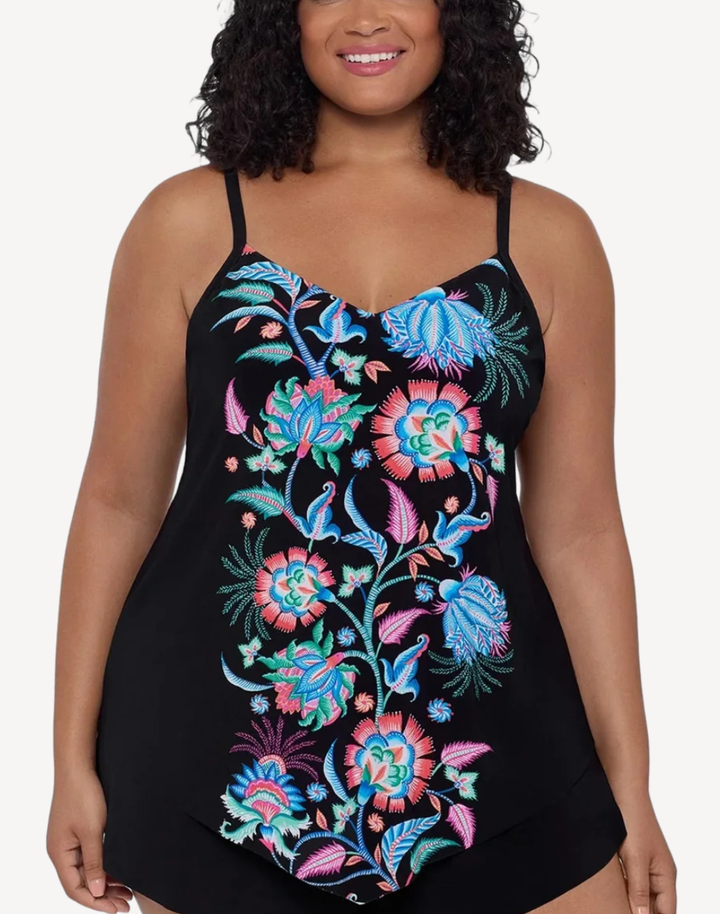 Whimsical Vines Hank Plus Size Tankini Top