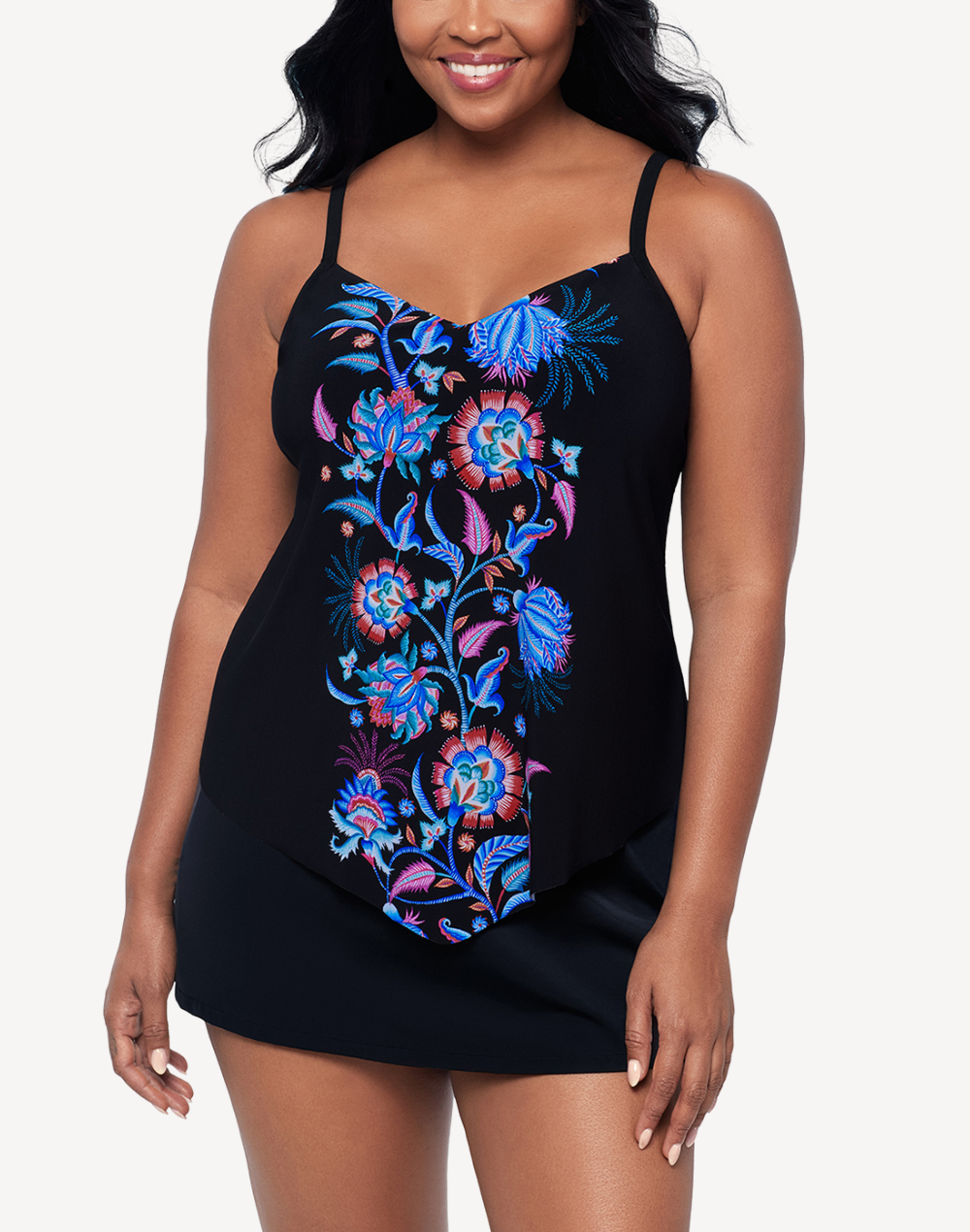 Whimsical Vines Hank Tankini Top#color_whimsical-black-multi